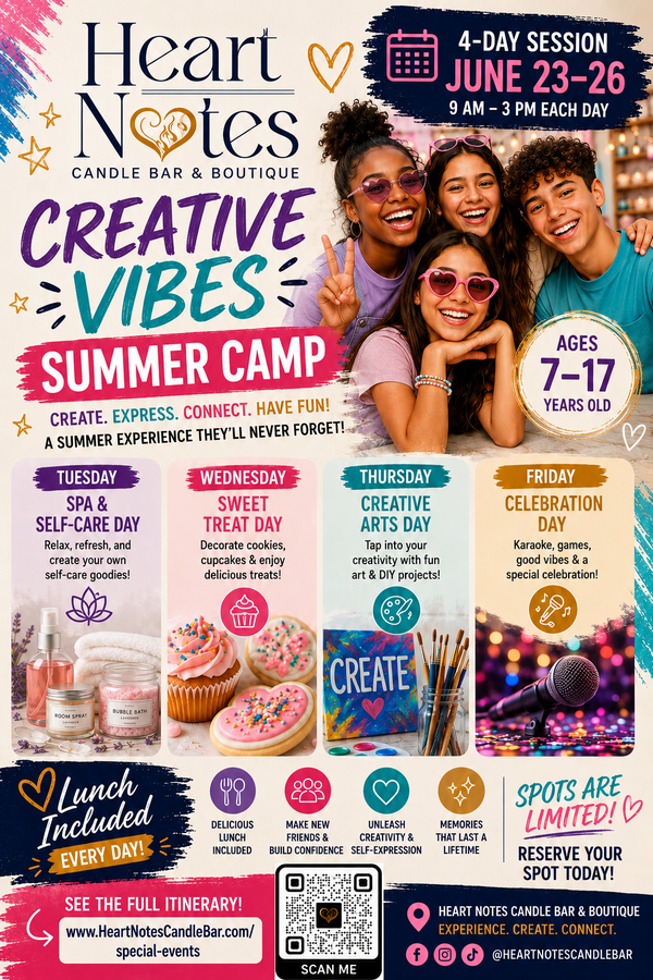 Creative Vibes Summer Camp: June 23-26, 2026 - $175 EARLY REGISTRATION RATE!